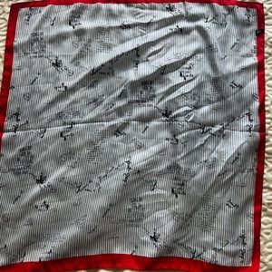 Blue and white with a red border decorative scarf